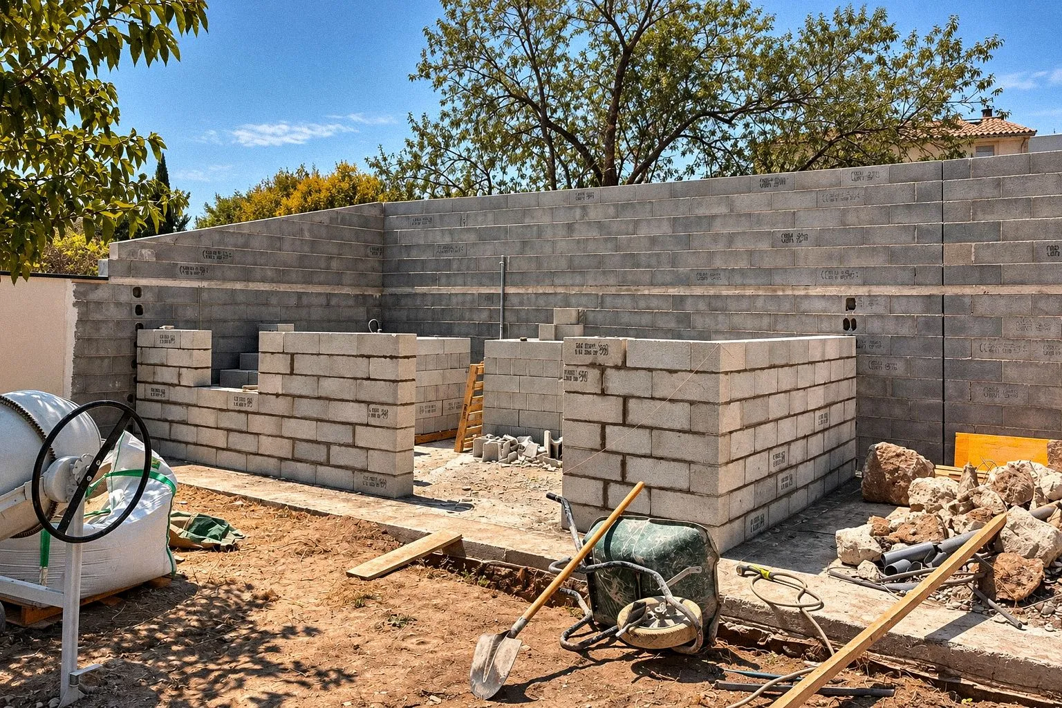 Le studio en chantier : élévation des murs