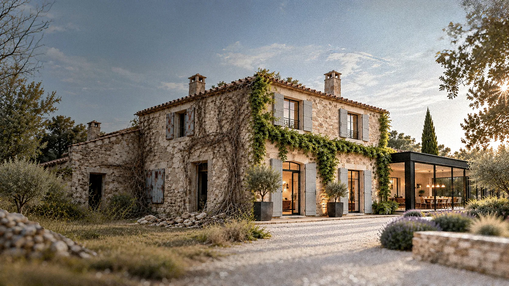 Mas provençal, avant et après rénovation