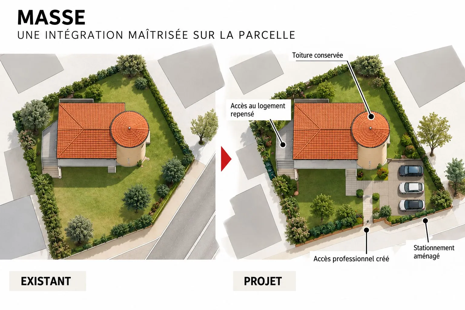 Plan de masse : une intégration maîtrisée sur la parcelle